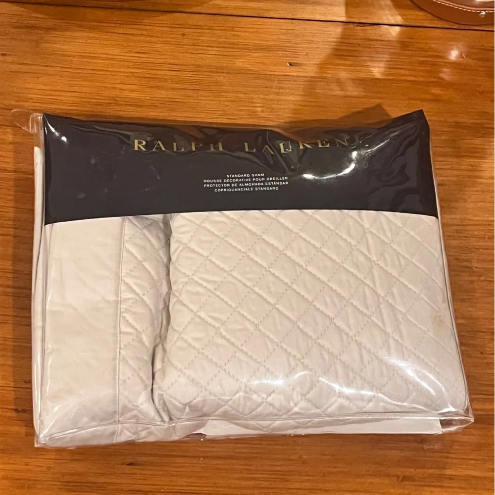 Ralph Lauren Wyatt Vintage Silver Standard Pillow Sham new open package quilted
